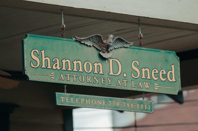 shannon's business sign hanging outside